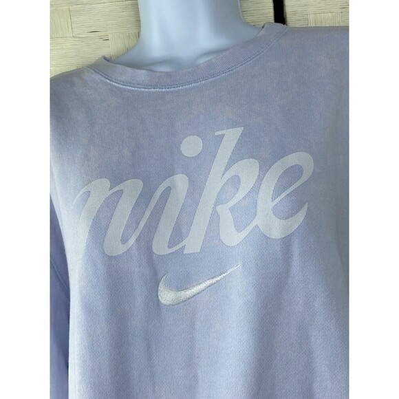 Women's Nike Big Logo Swoosh Check Cropped Sweatshirt Workout Sz 1X Cotton - Picture 3 of 10